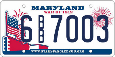 MD license plate 6BB7003