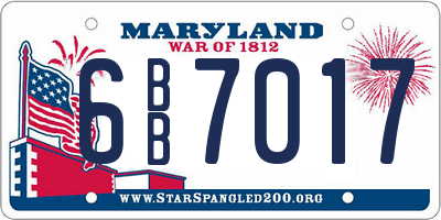 MD license plate 6BB7017