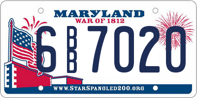 MD license plate 6BB7020