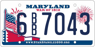 MD license plate 6BB7043