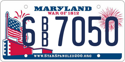 MD license plate 6BB7050