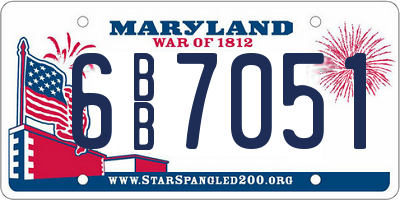 MD license plate 6BB7051