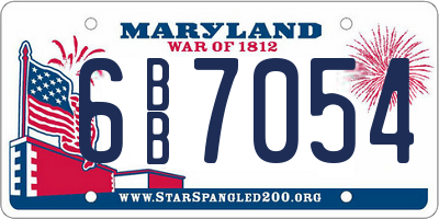 MD license plate 6BB7054