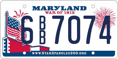 MD license plate 6BB7074