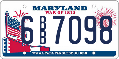 MD license plate 6BB7098