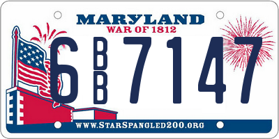 MD license plate 6BB7147