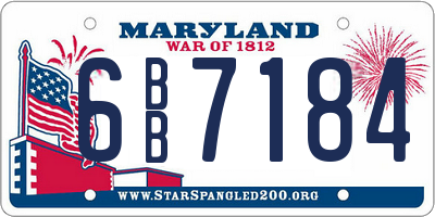 MD license plate 6BB7184