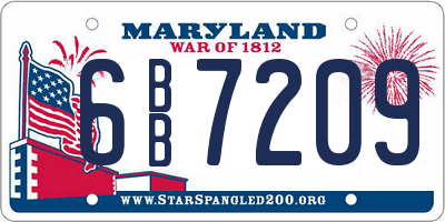 MD license plate 6BB7209