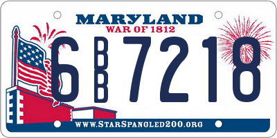 MD license plate 6BB7218