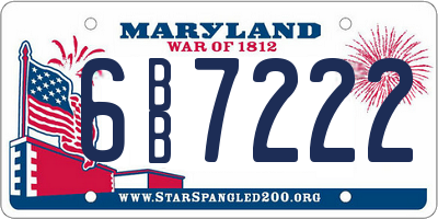MD license plate 6BB7222