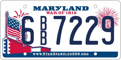 MD license plate 6BB7229