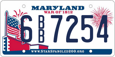 MD license plate 6BB7254