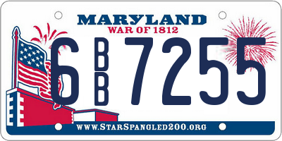 MD license plate 6BB7255