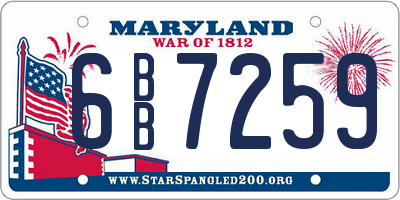 MD license plate 6BB7259