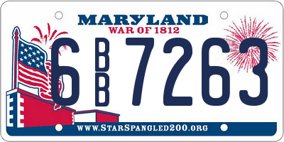 MD license plate 6BB7263