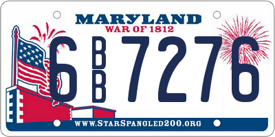 MD license plate 6BB7276