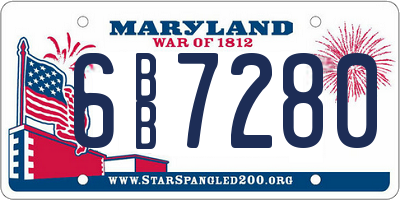 MD license plate 6BB7280