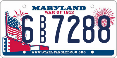 MD license plate 6BB7288