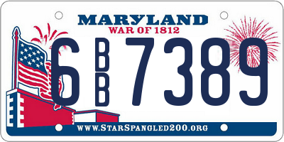 MD license plate 6BB7389