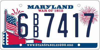 MD license plate 6BB7417