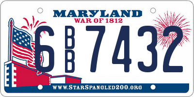 MD license plate 6BB7432