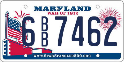 MD license plate 6BB7462