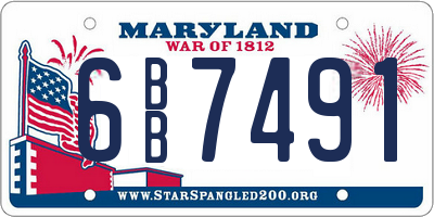 MD license plate 6BB7491