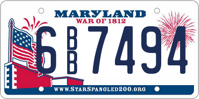 MD license plate 6BB7494