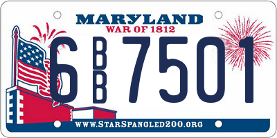MD license plate 6BB7501