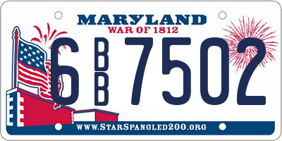 MD license plate 6BB7502