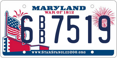 MD license plate 6BB7519