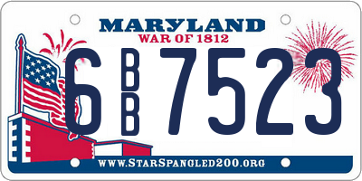 MD license plate 6BB7523