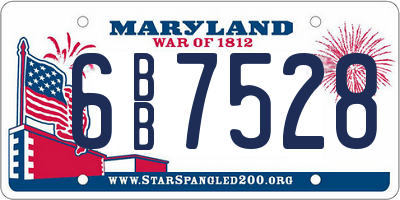 MD license plate 6BB7528