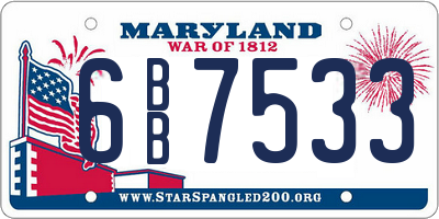 MD license plate 6BB7533
