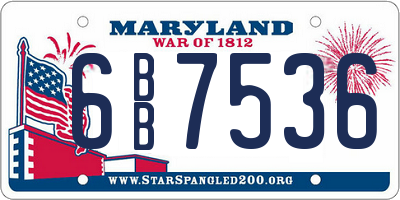 MD license plate 6BB7536