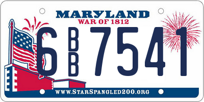MD license plate 6BB7541