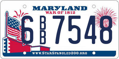 MD license plate 6BB7548
