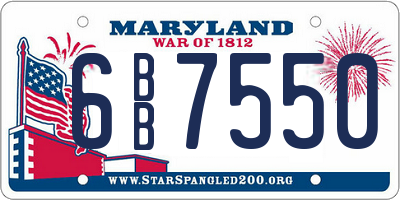 MD license plate 6BB7550