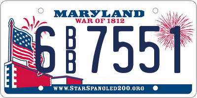 MD license plate 6BB7551