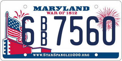 MD license plate 6BB7560