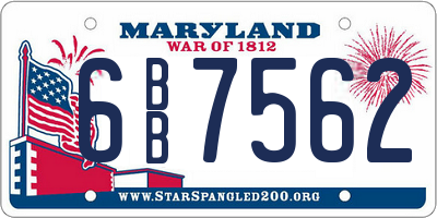 MD license plate 6BB7562