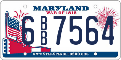 MD license plate 6BB7564