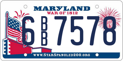 MD license plate 6BB7578