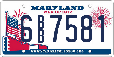 MD license plate 6BB7581