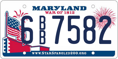 MD license plate 6BB7582