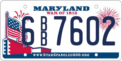 MD license plate 6BB7602