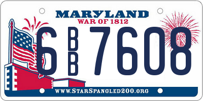 MD license plate 6BB7608