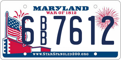MD license plate 6BB7612