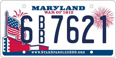 MD license plate 6BB7621
