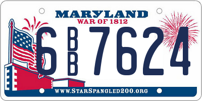 MD license plate 6BB7624